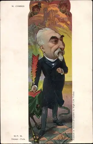 Künstler Ak Moloch, B., Émile Combes, Premierminister Frankreichs, Teufel