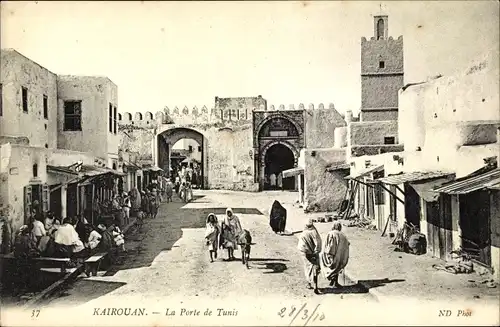 Ak Kairouan Tunesien, La Porte de Tunis, Straßenpartie