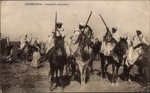 Ak Casablanca Marokko, Cavaliers marocains, Marokkanische Kavallerie