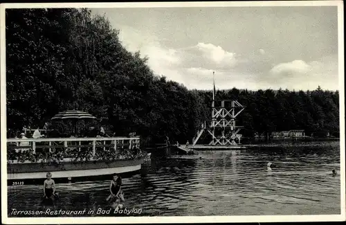 Ak Liberec Reichenberg in Böhmen, Terrassen Restaurant in Bad Babylon