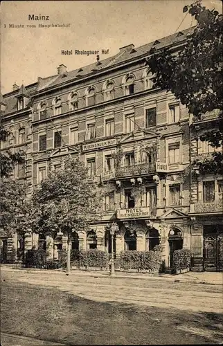 Ak Mainz in Rheinland Pfalz, Hotel Rheingauer Hof, Außenansicht von der Straße