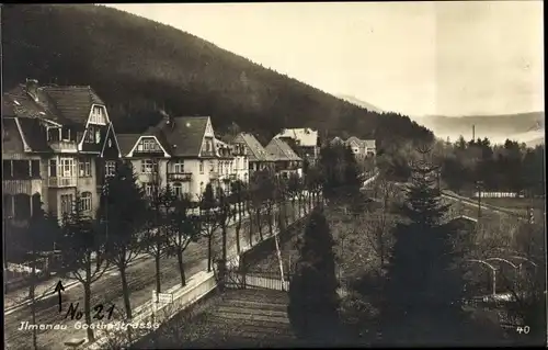 Ak Ilmenau im Ilm Kreis Thüringen, Goethestraße, Fremdenheim Nr 22, Wohnhäuser, Bahnstrecke