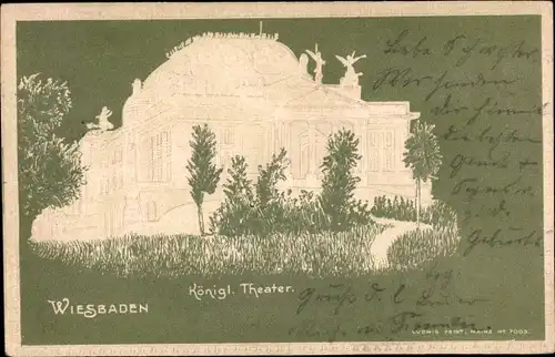 Relief Ak Wiesbaden in Hessen, Königliches Theater