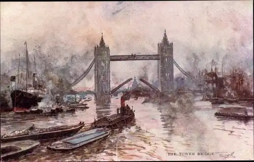 Künstler Ak London City England, Tower Bridge