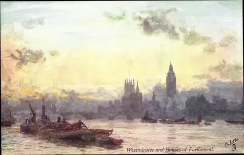 Künstler Ak Westminster London City, Houses of Parliament