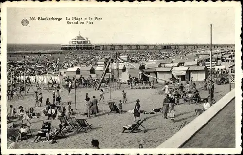 Ak Blankenberghe Blankenberge Westflandern, La Plage et le Pier, Strand en Pier