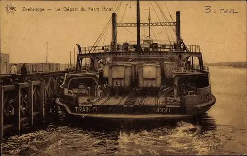 Ak Zeebrugge Westflandern, Le Depart du Ferry Boat