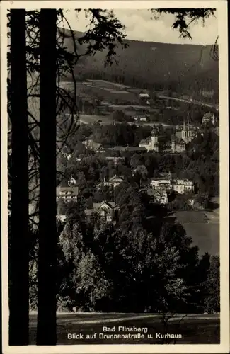 Ak Świeradów Zdrój Bad Flinsberg Schlesien, Blick auf Brunnenstraße und Kurhaus