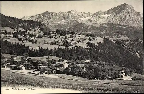 Ak Chesieres Kanton Waadt, Chesieres et Villars, Panorama