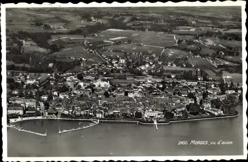 Ak Morges Kanton Waadt, vu d'avion
