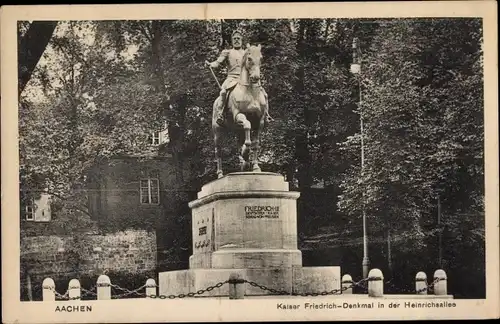 Ak Aachen in Nordrhein Westfalen, Kaiser Friedrich-Denkmal in der Heinrichsallee