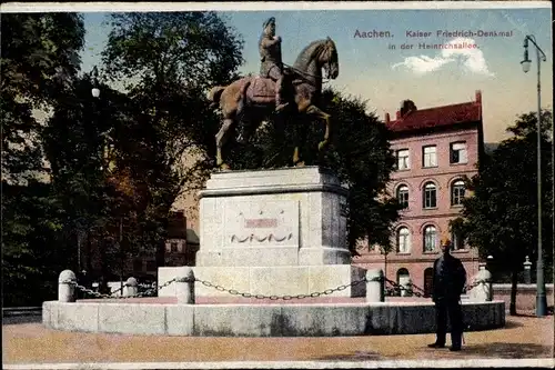 Ak Aachen in Nordrhein Westfalen, Kaiser Friedrich-Denkmal in der Heinrichsallee