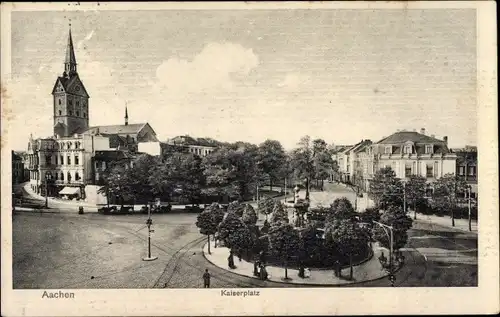 Ak Aachen in Nordrhein Westfalen, Kaiserplatz, Kirche, Denkmal