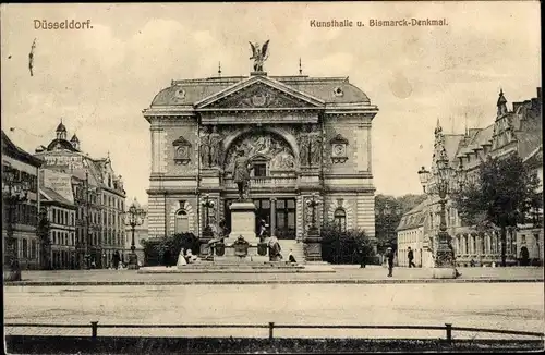 Ak Düsseldorf, Kunsthalle, Bismarck-Denkmal