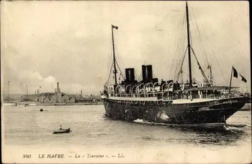 Ak Le Havre, Paquebot La Touraine de la CGT, French Line, Dampfschiff