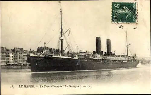 Ak Le Havre, Paquebot La Gascogne, CGT French Line, Dampfschiff