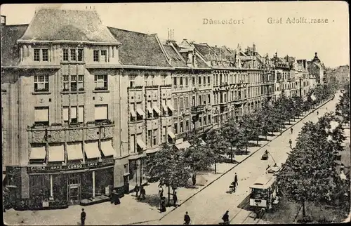 Ak Düsseldorf am Rhein, Graf-Adolf-Str., Corso Cafe, Straßenansicht