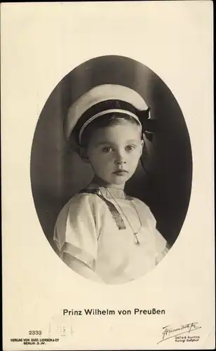Ak Prinz Wilhelm von Preußen in Matrosenanzug, Portrait