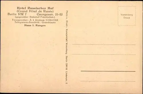 Ak Berlin Mitte, Hotel Russischer Hof, Garten Terrasse, Georgenstraße 21-22