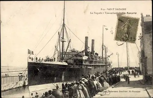 Ak Saint Nazaire, Paquebot La Navarre, CGT French Line, Transatlantique