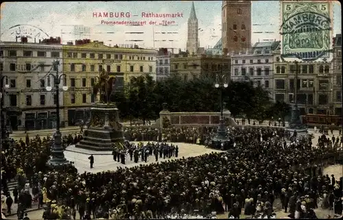 Ak Hamburg Mitte Altstadt, Rathausmarkt, Promenadenkonzert der 76er