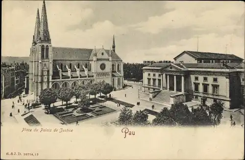 Ak Pau Pyrénées-Atlantiques, Place du Palais de Justice