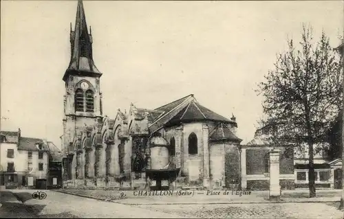 Ak Chatillon Hauts de Seine, Place de l'Église