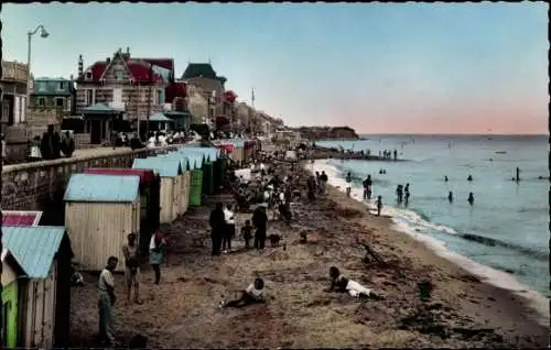 Ak Saint Aubin sur Mer Calvados, Strandpartie