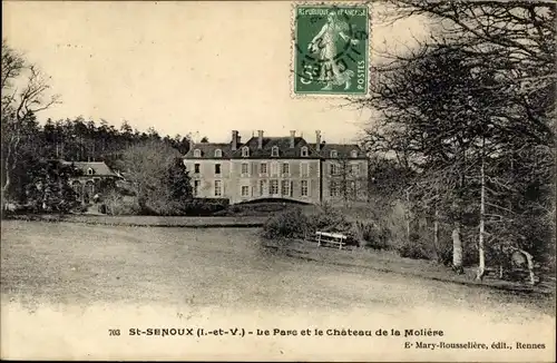 Ak Saint Senoux Ille et Vilaine, Le Parc et le Château de la Moliere