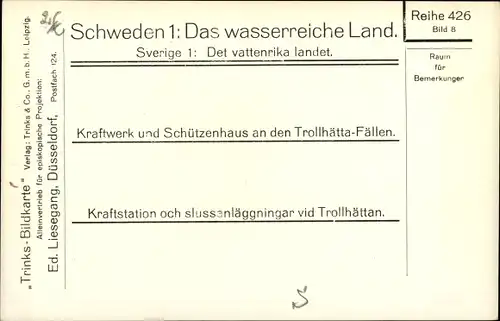 Ak Schweden, Kraftwerk u. Schützenhaus an den Trollhätta-Fällen