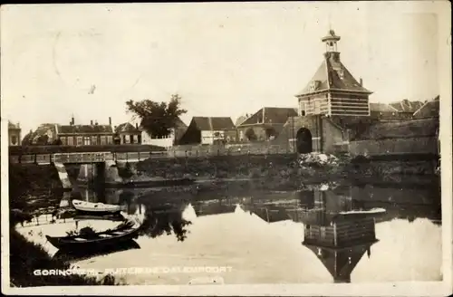 Ak Gorinchem Südholland, Uferpartie mit Wasserblick, Brücke