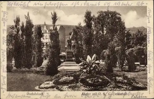 Ak Rudolstadt in Thüringen, Anger mit R.S. C.-Denkmal