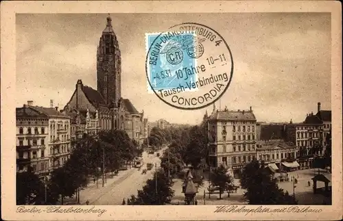 Ak Berlin Charlottenburg, Wilhelmsplatz mit Rathaus