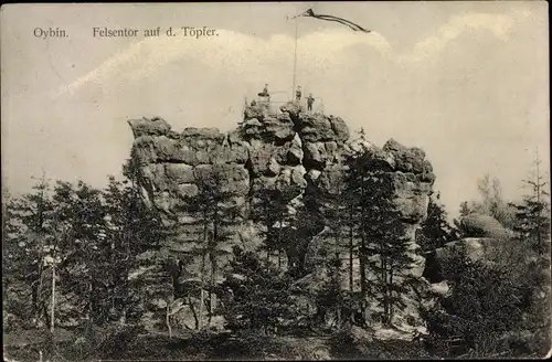 Ak Oybin in der Oberlausitz, Felsentor auf d. Töpfer