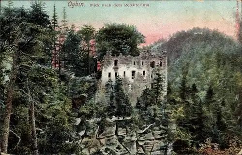 Ak Oybin in Sachsen, Blick nach dem Reflektorium, Waldpartie