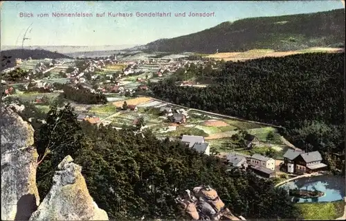 Ak Jonsdorf in Sachsen, Blick vom Nonnenfelsen auf Kurhaus Gondelfahrt