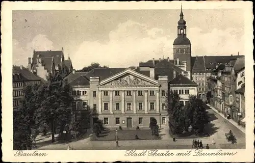 Ak Bautzen in der Oberlausitz, Stadt Theater mit Lauenturm