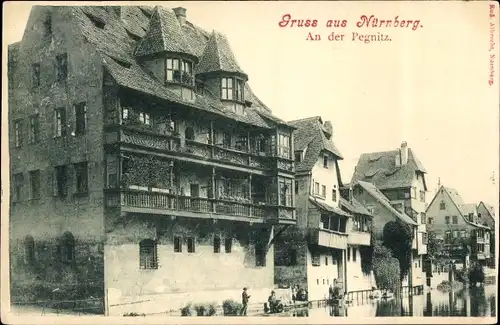 Ak Nürnberg in Mittelfranken, An der Pegnitz, Wohnhäuser