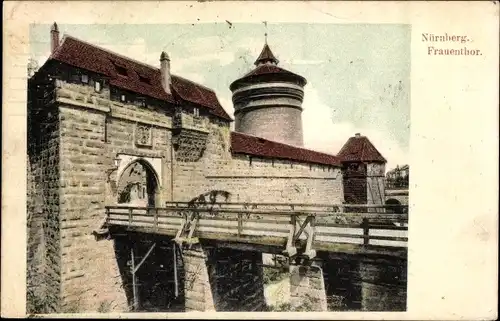 Ak Nürnberg in Mittelfranken, Frauentor, Brücke