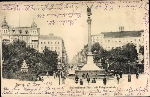 Ak Berlin Kreuzberg, Bellealliance Platz, Friedenssäule