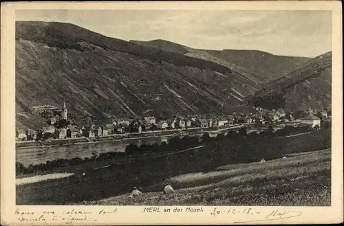 Ak Merl Zell an der Mosel, Ortsansicht mit Umgebung