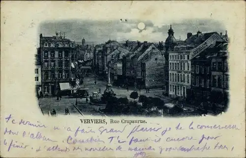 Mondschein Ak Verviers Wallonien Lüttich, Rue Crapaurue