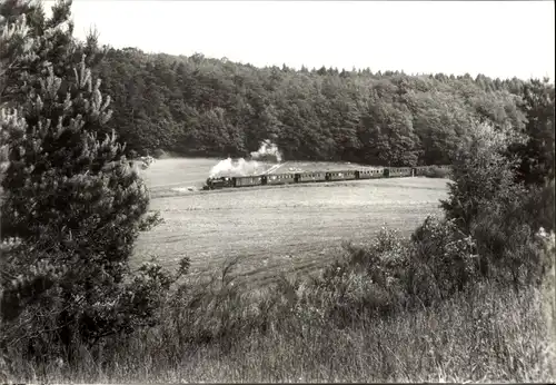 Ak Schmalspurbahn Putbus-Göhren, Personenzug bei Seelvitz 1971
