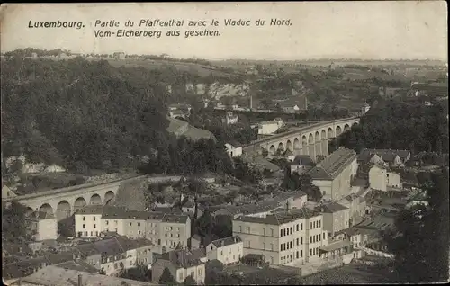 Ak Luxemburg Luxembourg, Partie du Pfaffenthal avec le Viaduc du Nord, Viadukt, Panorama