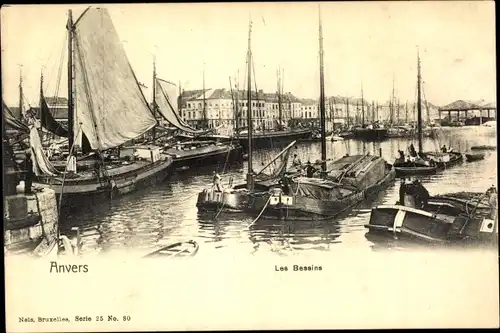 Ak Anvers Antwerpen Flandern, Les Bassins, Schiffe