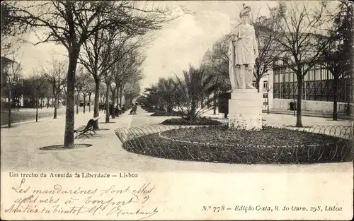 Ak Lissabon Portugal, Um trecho da Avenida da Liberdade, Denkmal