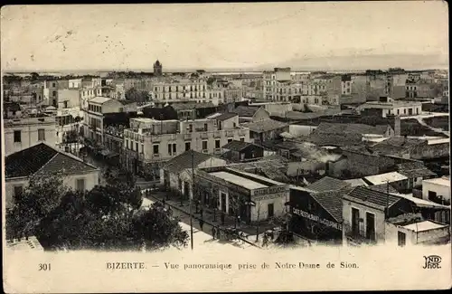 Ak Bizerte Tunesien, Vue panoramique prise de Notre Dame de Sion