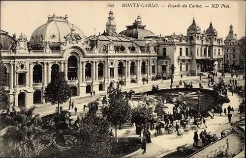 Ak Monte Carlo Monaco, Facade du Casino, Kasino, Passanten