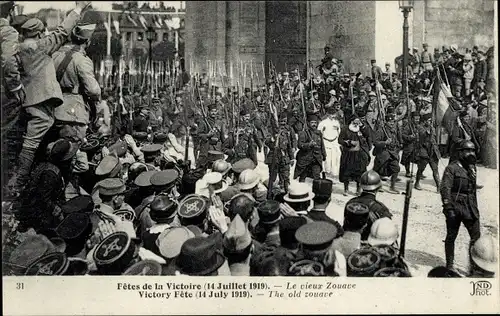 Ak Paris, Fetes de la Victoire 14 Juillet 1919, Le vieux Zouave