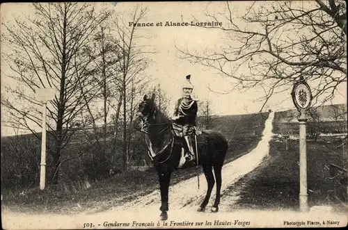 Ak Frankreich, Gendarme Francais a la Frontiere sur les Hautes-Vosges